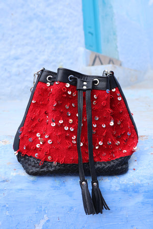 Camelia Crossbody Bag in Crimson Mouzouna (Noir)