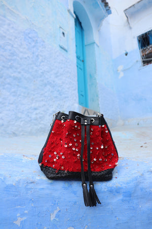 Camelia Crossbody Bag in Crimson Mouzouna (Noir)