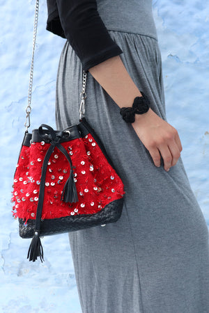 Camelia Crossbody Bag in Crimson Mouzouna (Noir)