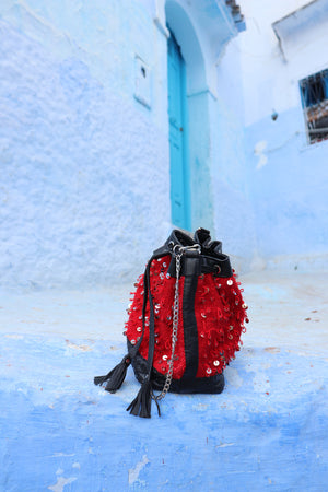 Camelia Crossbody Bag in Crimson Mouzouna (Noir)